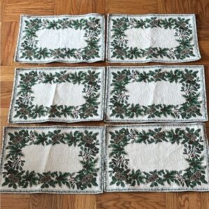 St. Nicholas Square Holiday Placemats - Green and White. Four Placemats not six